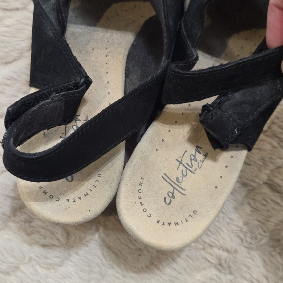 Collections by Clarks Black Cork Wedge Sandals, Size 9.5 - Picture 4 of 7